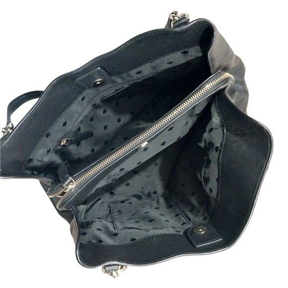 KATE SPADE! BLACK PEBBLED GENUINE LEATHER 3 COMPARTMENT SHOULDER BAG PURSE, BAG! - Picture 11 of 12